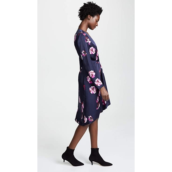 JOIE Floral Print Wrap Dress MILTONA In Midnight - Picture 9 of 17